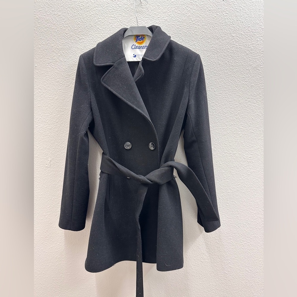 Pendleton Wool Coat Womens Size 14 Gray Pea Double Breasted Belted Fits Large
